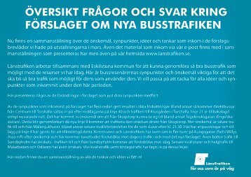 Ã¶versikt frÃ¥gor och svar kring fÃ¶rslaget om nya ... - LÃ¤nstrafiken