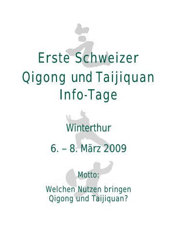 Erste Schweizer Qigong und Taijiquan Info-Tage - Chinabooks