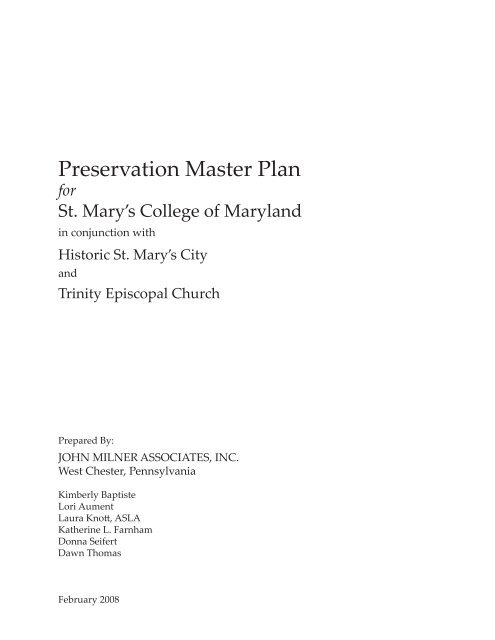 St. Mary's College of Maryland Preservation Master Plan
