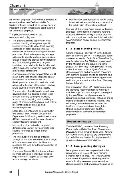 Tourism Planning Taskforce Report - Western Australian Planning ...