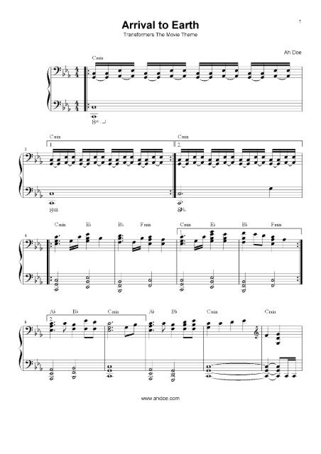 Download link for Transformers Arrival to Earth Complete Piano Sheet.