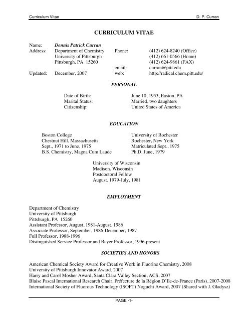 Curriculum Vitae - Chaires Blaise Pascal