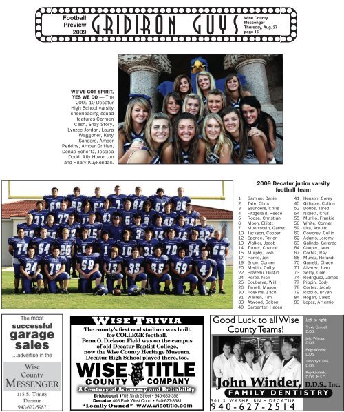 Football Preview 2009 - Wise County Messenger