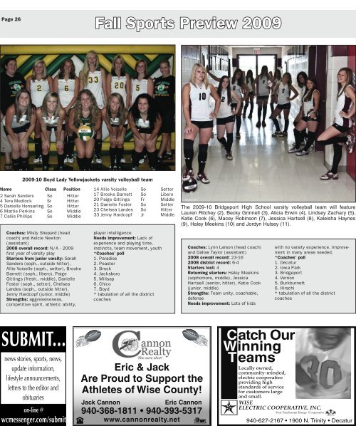 Football Preview 2009 - Wise County Messenger