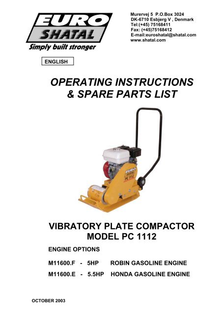 operating instructions spare parts list vibratory plate
