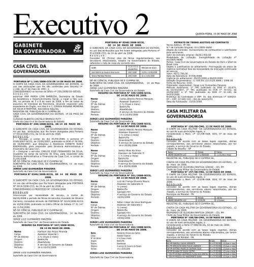 Executivo 2 QUINTA-feIrA, 15 de mAIo de 2008 - Imprensa Oficial do ...