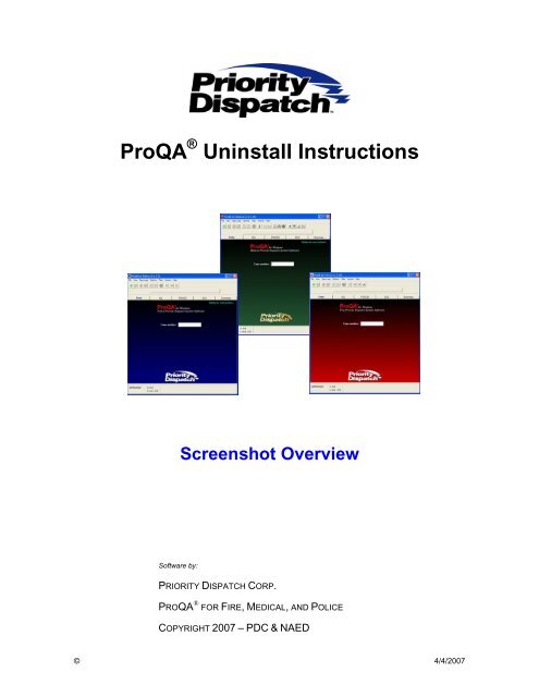 ProQA Uninstall Instructions - Priority Dispatch Corporation