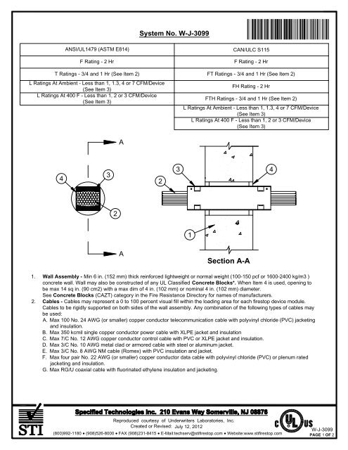 W-J-3099 - STI - Specified Technologies Inc