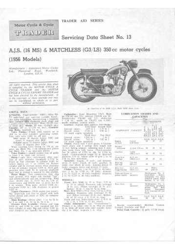 Servicing Data Sheet No. 13 - AJS and Matchless Archives