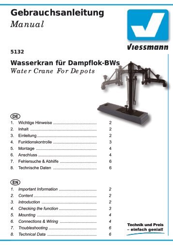 Viessmann Anleitung 5132 - Wasserkran - Reynaulds