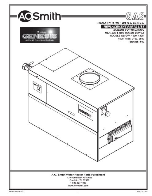 gas-fired hot water boiler replacement parts list - AO Smith Water ...