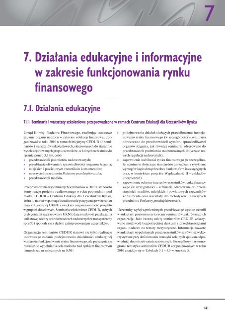 Sprawozdanie z dziaÅalnoÅci Komisji Nadzoru Finansowego w 2010 r.