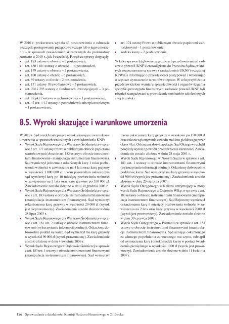 Sprawozdanie z dziaÅalnoÅci Komisji Nadzoru Finansowego w 2010 r.