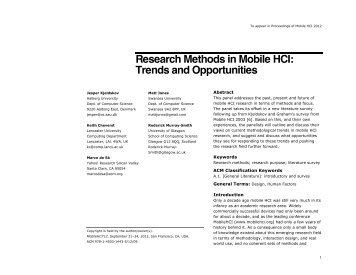 Research Methods in Mobile HCI: Trends and Opportunities