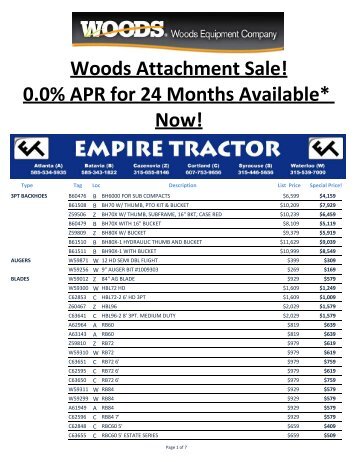 Woods Attachment Sale! 0.0% APR for 24 Months ... - Empire Tractor