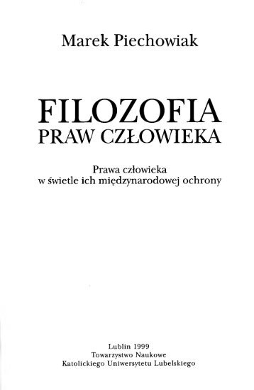 Filozofia praw czÅowieka - Katedra Historii Filozofii StaroÅ¼ytnej i ...