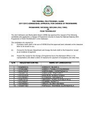 ND [Full-Time] Change of Programme - The Federal Polytechnic Ilaro