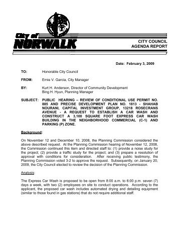 review of conditional use permit no. 88 - City of Norwalk