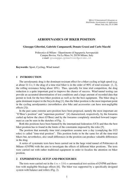 aerodynamics of biker position - BBAA VI - Politecnico di Milano