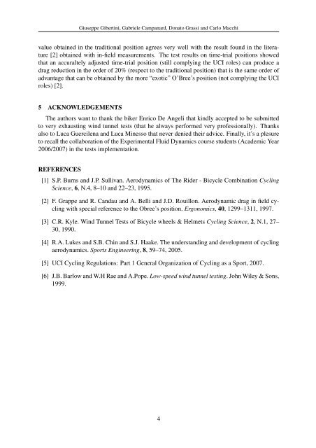 aerodynamics of biker position - BBAA VI - Politecnico di Milano