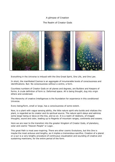 A glimpse of Creation The Realm of Creator Gods - Birgitte Fich