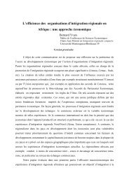 L'efficience des organisations d'intÃ©gration rÃ©gionale en Afrique ...