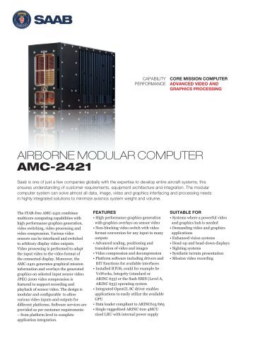 AIRBORNE MODULAR COMPUTER AMC-2421 - Saab