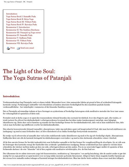 The yoga Sutras of Patanjali - DK - Netspirit - UGB Yoga Skole