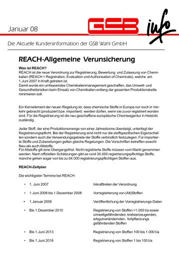 Januar 08 Reach-Allgemeine Verunsicherung