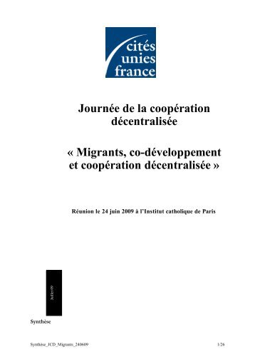 Migrants, co-dÃ©veloppement et coopÃ©ration dÃ©centralisÃ©e