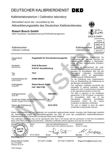 DEUTSCHER KALIBRIERDIENST (DKD) - Bosch Kalibrierdienst