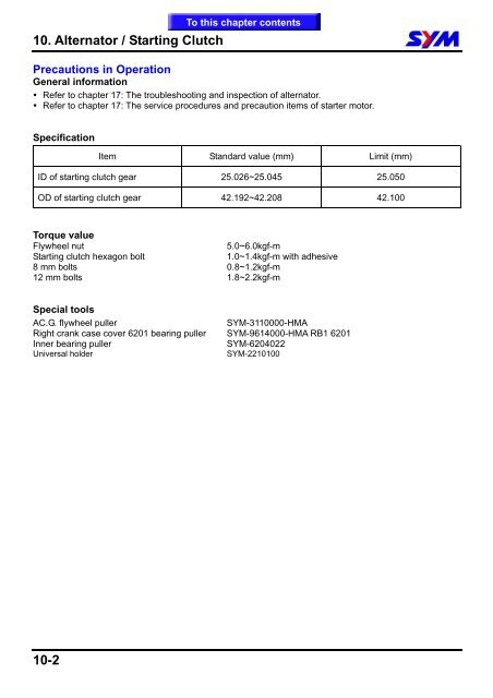 Sym GTS servicemanual - Scootergrisen