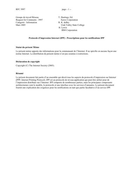 Protocole d'impression Internet (IPP) - RFC