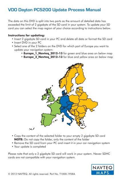 VDO Dayton PC5200 Update Process Manual - Navigation.com