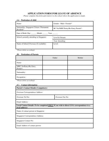 Application for leave of absence from school