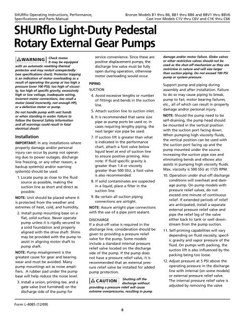 SHURflo Light-Duty Pedestal Rotary External Gear Pumps