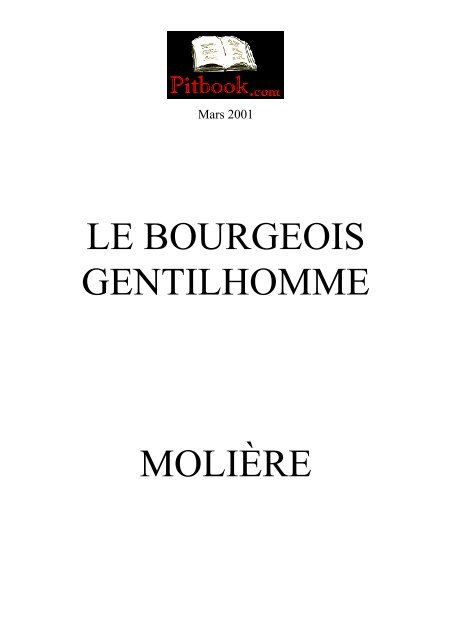 LE BOURGEOIS GENTILHOMME MOLIRE - Pitbook.com