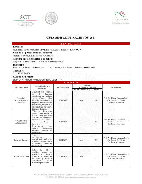 guia simple de archivos apilac archivo de concentraciÃ³n