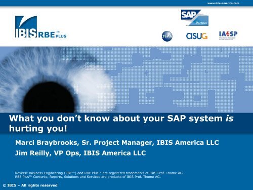 What you don't know about your SAP - IBIS Prof. Thome