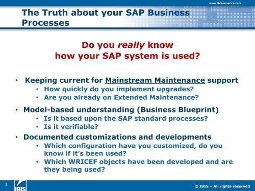 What you don't know about your SAP - IBIS Prof. Thome