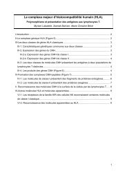 Le complexe majeur d'histocompatibilité humain (HLA). - ASSIM