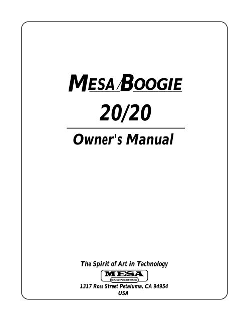 20-20 manual - Mesa Boogie