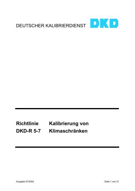 Richtlinie DKD-R 5-7 Kalibrierung von Klimaschränken