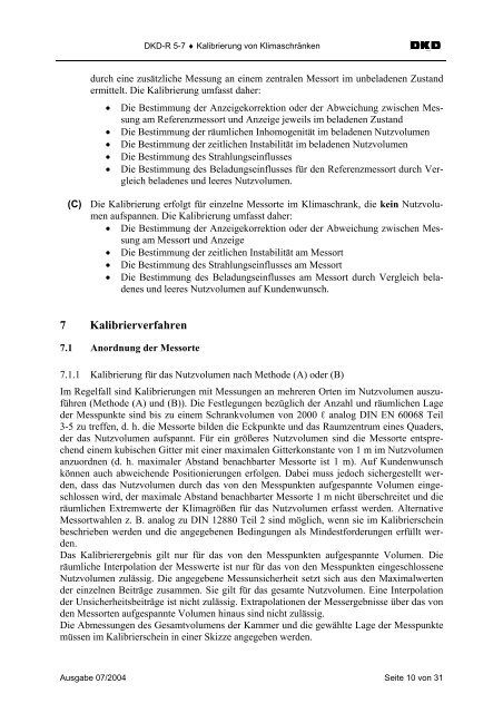 Richtlinie DKD-R 5-7 Kalibrierung von Klimaschränken