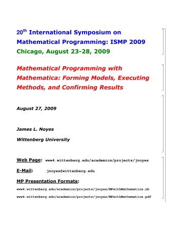 20 International Symposium on Mathematical Programming: ISMP ...