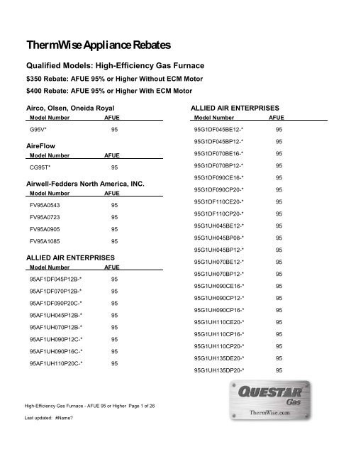 High-Efficiency Gas Furnace - ThermWise