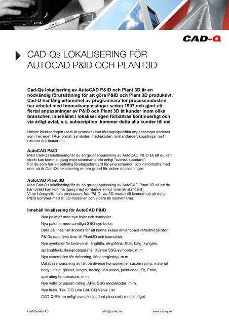 Produktblad Cad-Q Verktyg Power & Process