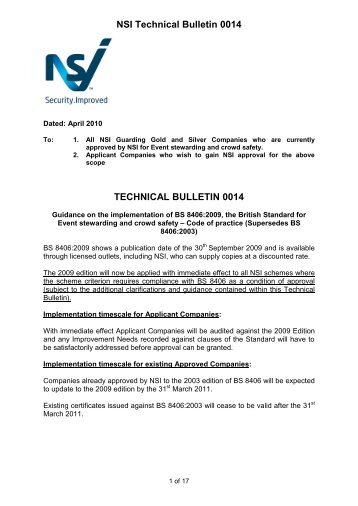 NSI Technical Bulletin 0014