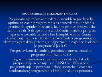 PROGRAMIRANJE MIKROKONTROLERA