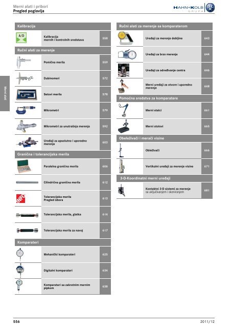Merni alati i pribori Pregled poglavlja - EN / Hahn+Kolb